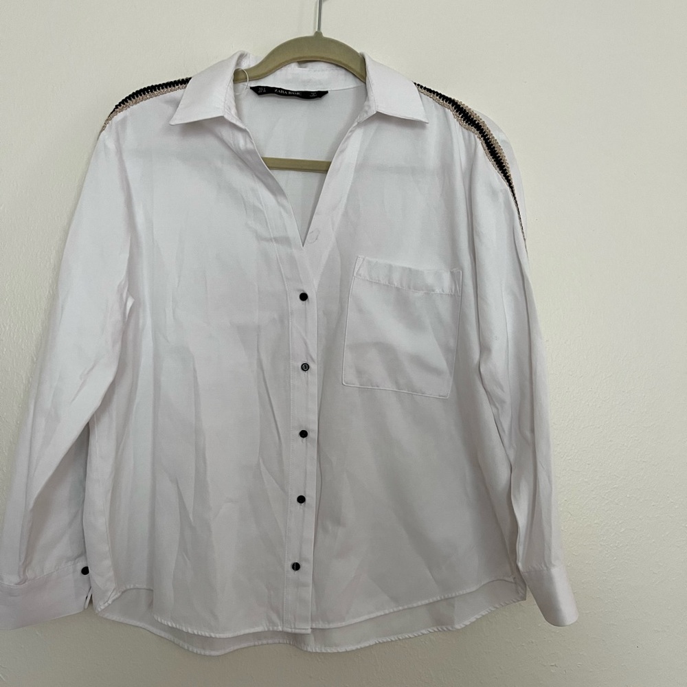 Zara button white long sleeve shirt